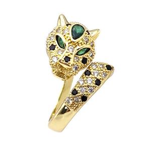 Copper Leopard Rings Micro Pave Zirconia Gold Plated, approx 11-14mm, 18mm dia [FN42199]