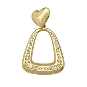 Copper Teardrop Pendant Pave Zirconia Heart Gold Plated, approx 13mm, 24-30mm [FN42211]