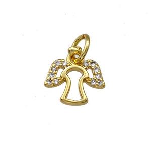 Copper Angel Pendant Pave Zirconia Gold Plated, approx 8-10mm [FN42248]
