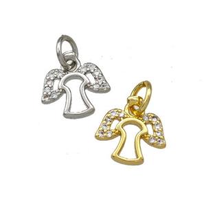Copper Angel Pendant Pave Zirconia Mixed, approx 8-10mm [FN42249]