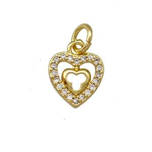 Copper Heart Pendant Micro Pave Zirconia Gold Plated, approx 9mm [FN42251]