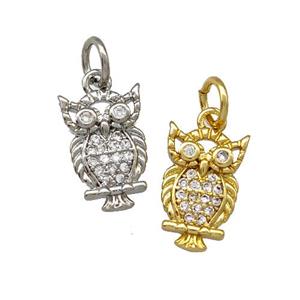 Copper Owl Pendant Pave Zirconia Mixed, approx 8-12mm [FN42258]