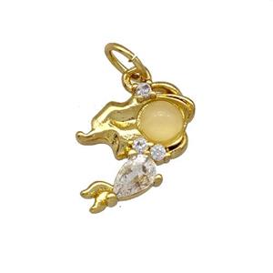 Copper Kids Girls Pendant Pave Zirconia Gold Plated, approx 10-14mm [FN42260]