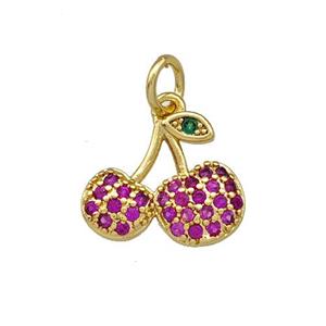 Copper Strawberry Pendant Micro Pave Zirconia Gold Plated, approx 12-13mm [FN42262]
