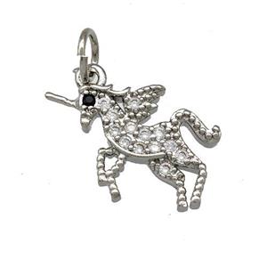 Copper Unicorn Pendant Pave Zirconia Platinum Plated, approx 13-15mm [FN42269]