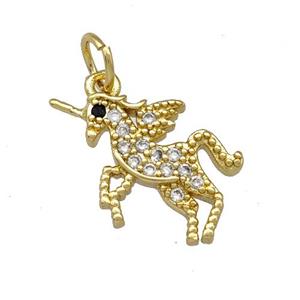 Copper Unicorn Pendant Pave Zirconia Gold Plated, approx 13-15mm [FN42270]