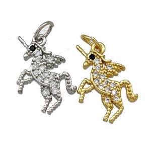 Copper Unicorn Pendant Pave Zirconia Mixed, approx 13-15mm [FN42271]
