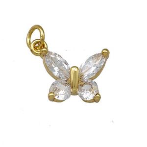 Copper Butterfly Pendant Pave Zirconia Gold Plated, approx 10-12mm [FN42273]