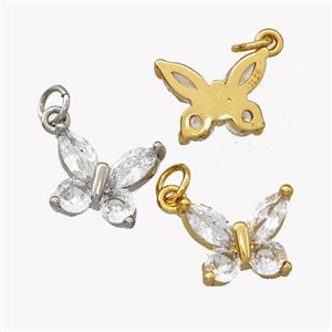 Copper Butterfly Pendant Pave Zirconia Mixed, approx 10-12mm [FN42274]