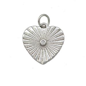 Copper Heart Pendant Pave Zirconia Platinum Plated, approx 15mm [FN42279]