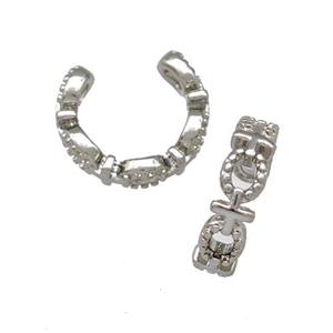 Copper Clip Earrings Pave Zirconia Platinum Plated, approx 12mm [FN42282]
