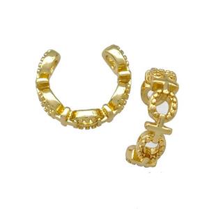 Copper Clip Earrings Pave Zirconia Gold Plated, approx 12mm [FN42283]