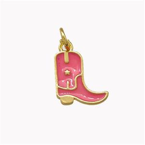 Copper Shoes Pendant Pink Enamel Gold Plated, approx 11mm [FN42289]