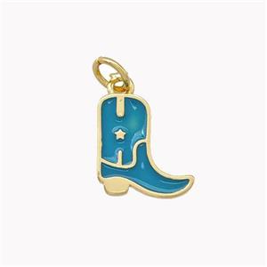 Copper Shoes Pendant Teal Enamel Gold Plated, approx 11mm [FN42290]