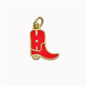 Copper Shoes Pendant Red Enamel Gold Plated, approx 11mm [FN42291]