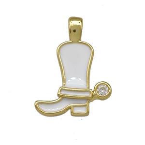 Copper Shoes Pendant White Enamel Gold Plated, approx 15mm [FN42293]