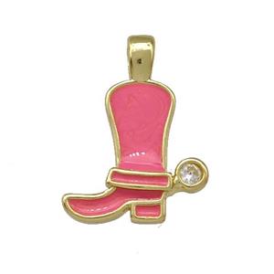 Copper Shoes Pendant Pink Enamel Gold Plated, approx 15mm [FN42295]