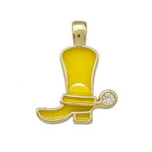 Copper Shoes Pendant Yellow Enamel Gold Plated, approx 15mm [FN42296]