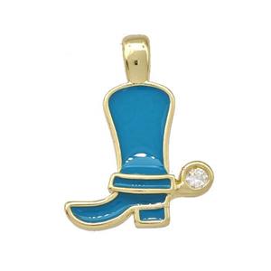 Copper Shoes Pendant Teal Enamel Gold Plated, approx 15mm [FN42297]
