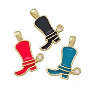 Copper Cowboy Boot Shoes Pendant Enamel Gold Plated Mixed, approx 15mm [FN42299]