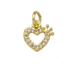 Copper Heart Pendant Pave Zirconia Crown Gold Plated, approx 8mm [FN42305]
