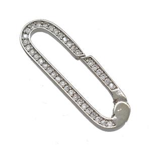 Copper Carabiner Clasp Micro Pave Zirconia Platinum Plated, approx 8-28mm [FN42311]