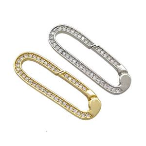 Copper Carabiner Clasp Micro Pave Zirconia Mixed, approx 8-28mm [FN42313]