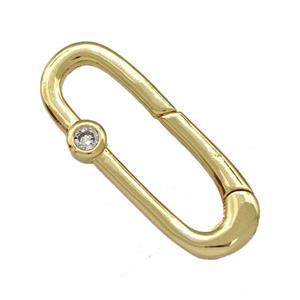 Copper Carabiner Clasp Micro Pave Zirconia Gold Plated, approx 10-26mm [FN42314]