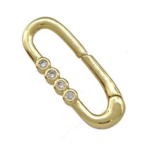 Copper Carabiner Clasp Micro Pave Zirconia Gold Plated, approx 10-26mm [FN42315]