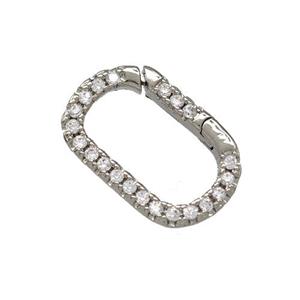 Copper Carabiner Clasp Micro Pave Zirconia Platinum Plated, approx 10-17mm [FN42316]