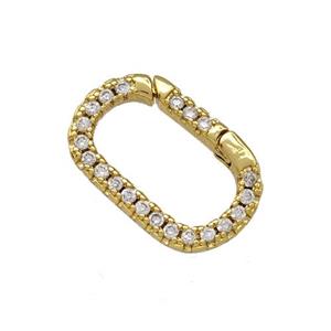 Copper Carabiner Clasp Micro Pave Zirconia Gold Plated, approx 10-17mm [FN42317]