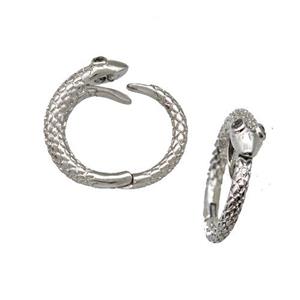 Copper Snake Clasp Pave Zircon Platinum Plated, approx 14mm [FN42321]