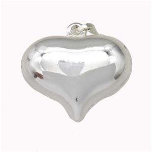 Copper Heart Pendant Hollow Shiny Silver, approx 20mm [FN42328-20MM]