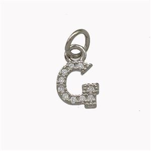 Copper Letter-G Pendant Pave Zirconia Platinum Plated, approx 5-8mm [FN42339]