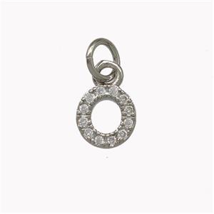 Copper Letter-O Pendant Pave Zirconia Platinum Plated, approx 5-8mm [FN42347]