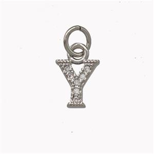 Copper Letter-Y Pendant Pave Zirconia Platinum Plated, approx 5-8mm [FN42357]