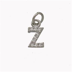 Copper Letter-Z Pendant Pave Zirconia Platinum Plated, approx 5-8mm [FN42358]