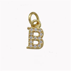 Copper Letter-B Pendant Pave Zirconia Gold Plated, approx 5-8mm [FN42361]