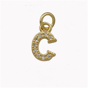 Copper Letter-C Pendant Pave Zirconia Gold Plated, approx 5-8mm [FN42362]