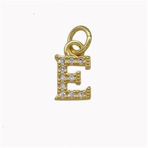 Copper Letter-E Pendant Pave Zirconia Gold Plated, approx 5-8mm [FN42364]