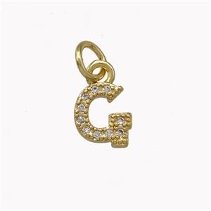 Copper Letter-G Pendant Pave Zirconia Gold Plated, approx 5-8mm [FN42366]