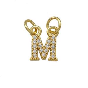 Copper Letter-M Pendant Pave Zirconia Gold Plated, approx 5-8mm [FN42372]