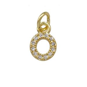 Copper Letter-O Pendant Pave Zirconia Gold Plated, approx 5-8mm [FN42374]