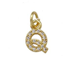 Copper Letter-Q Pendant Pave Zirconia Gold Plated, approx 5-8mm [FN42376]