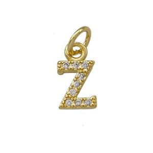 Copper Letter-Z Pendant Pave Zirconia Gold Plated, approx 5-8mm [FN42385]