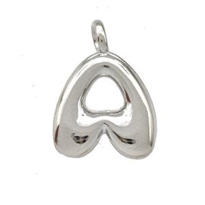Copper Letter-A Pendant Platinum Plated, approx 12-14mm [FN42387]