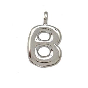 Copper Letter-B Pendant Platinum Plated, approx 12-14mm [FN42388]