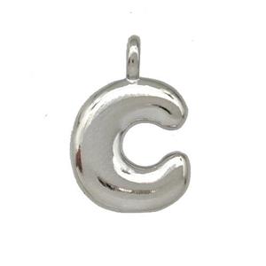 Copper Letter-C Pendant Platinum Plated, approx 12-14mm [FN42389]