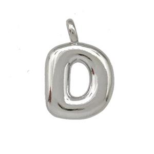 Copper Letter-D Pendant Platinum Plated, approx 12-14mm [FN42390]
