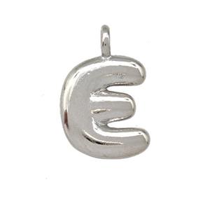 Copper Letter-E Pendant Platinum Plated, approx 12-14mm [FN42391]